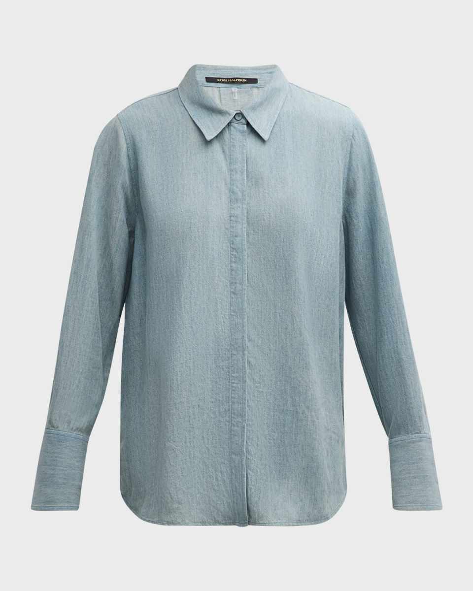 Sterling Heathered Button-Down Blous